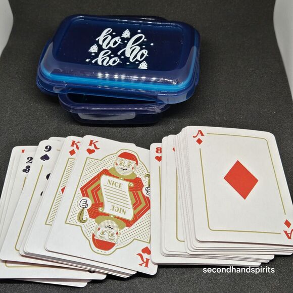 Christmas HO HO HO Santa Themed Playing Cards In Decorated Storage Box - Picture 3 of 4